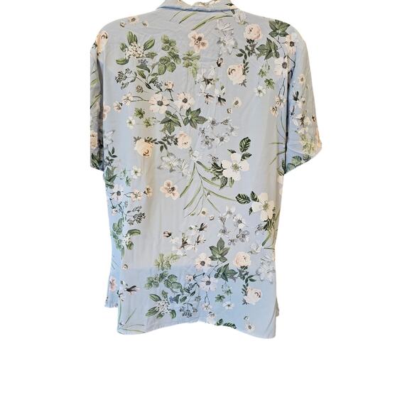 CK cottagecore coquette floral Pleated neckline button up XL business casual EUC - Picture 2 of 7